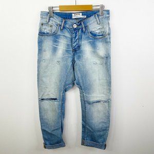 One Teaspoon Saints Boyfriend Jeans Low Waist Long Rise Button Fly Size 27